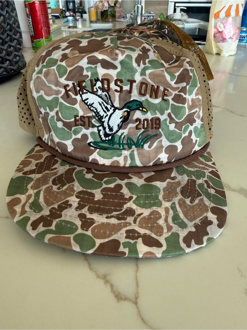 Fieldstone Camo Duck Patch Snapback Hat - Brown & Green